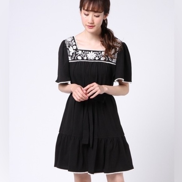 Kate Spade Dress Womens Small Black Broome Street Embroidered Boho Whimsical - Picture 8 of 9